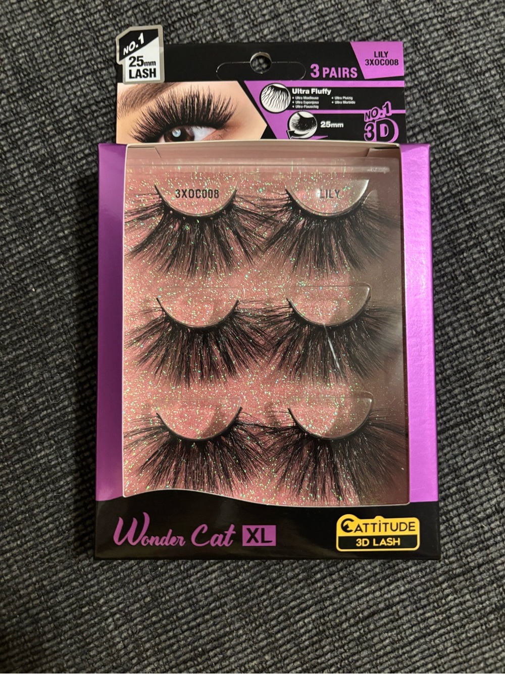 XL Lily 3D False Eyelashes - Black (3 Pairs)